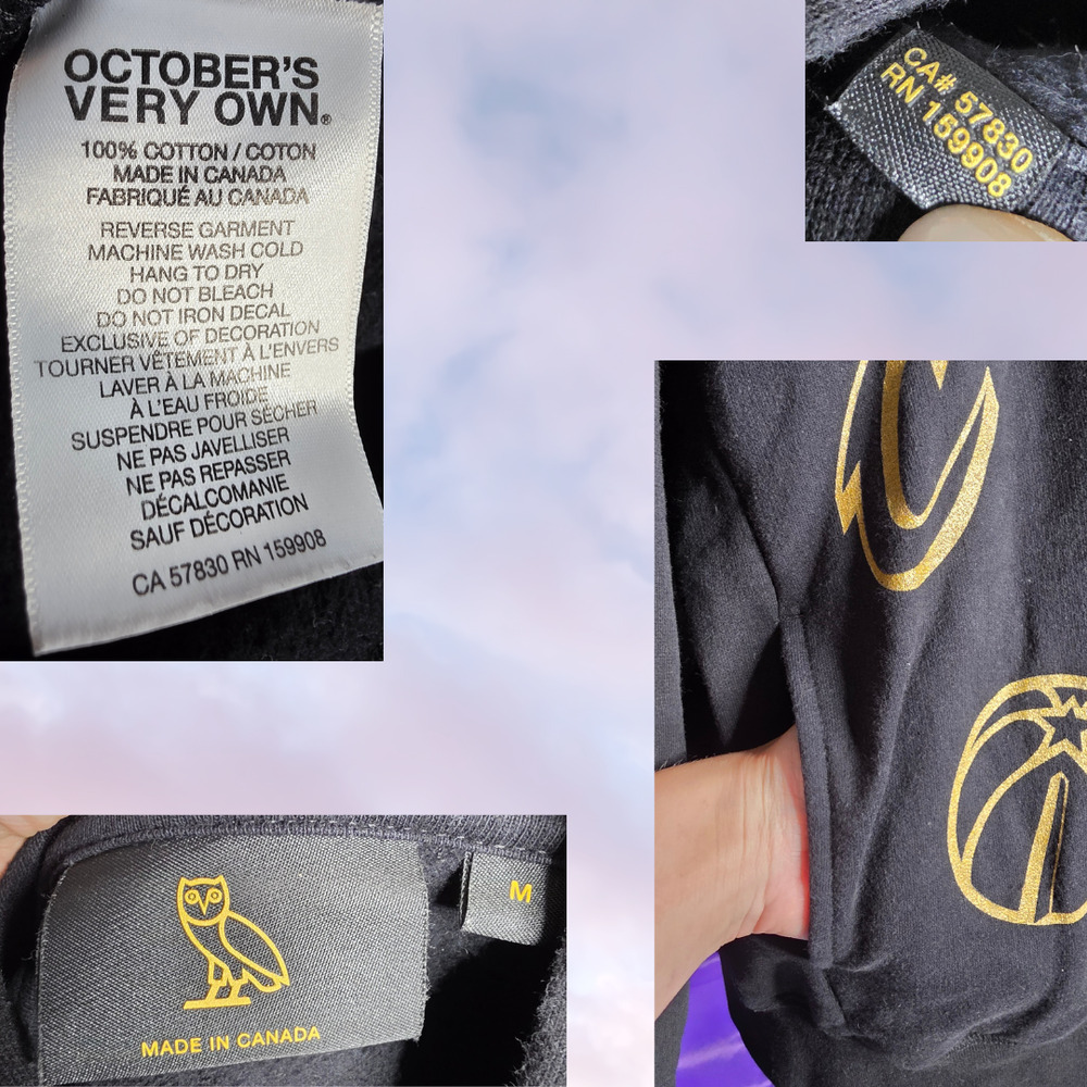 OVO October's Very Own NBA Team Icons Black Gold Streetwear OG Owl Hoodie Sz M - Picture 8 of 9